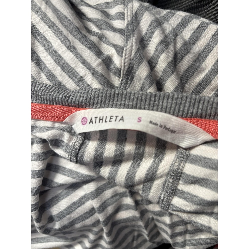 Athleta Dress Womens Small Gray Stripe Ruched Bodycon Knee Length Casual T Shirt - Picture 2 of 11